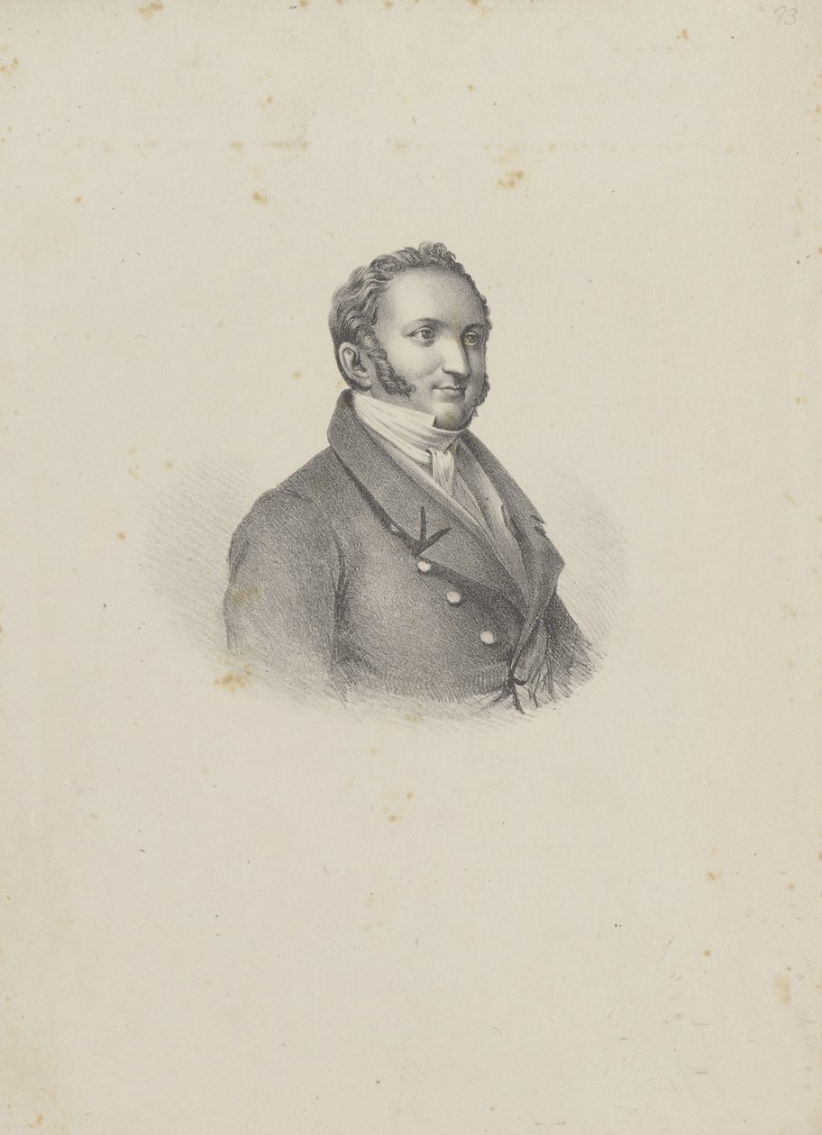 Portret van de componist Gioachino Antonio Rossini door Unbekannt