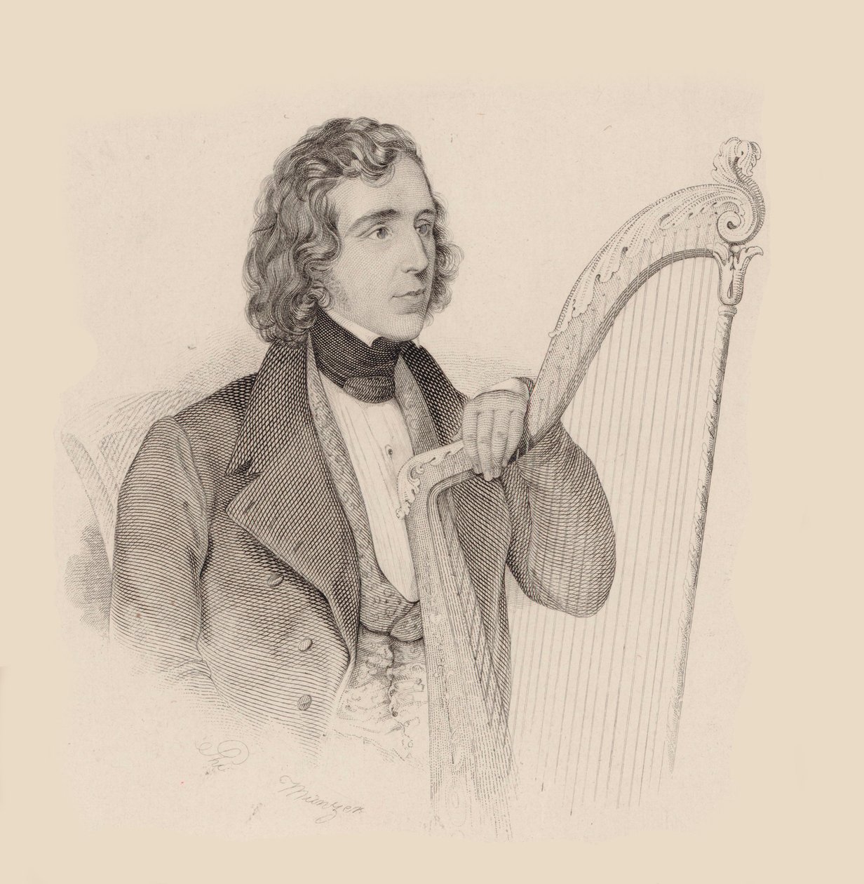 Portret van de harpist en componist Elias Parish Alvars 1808-1849, 1830 door Unbekannt