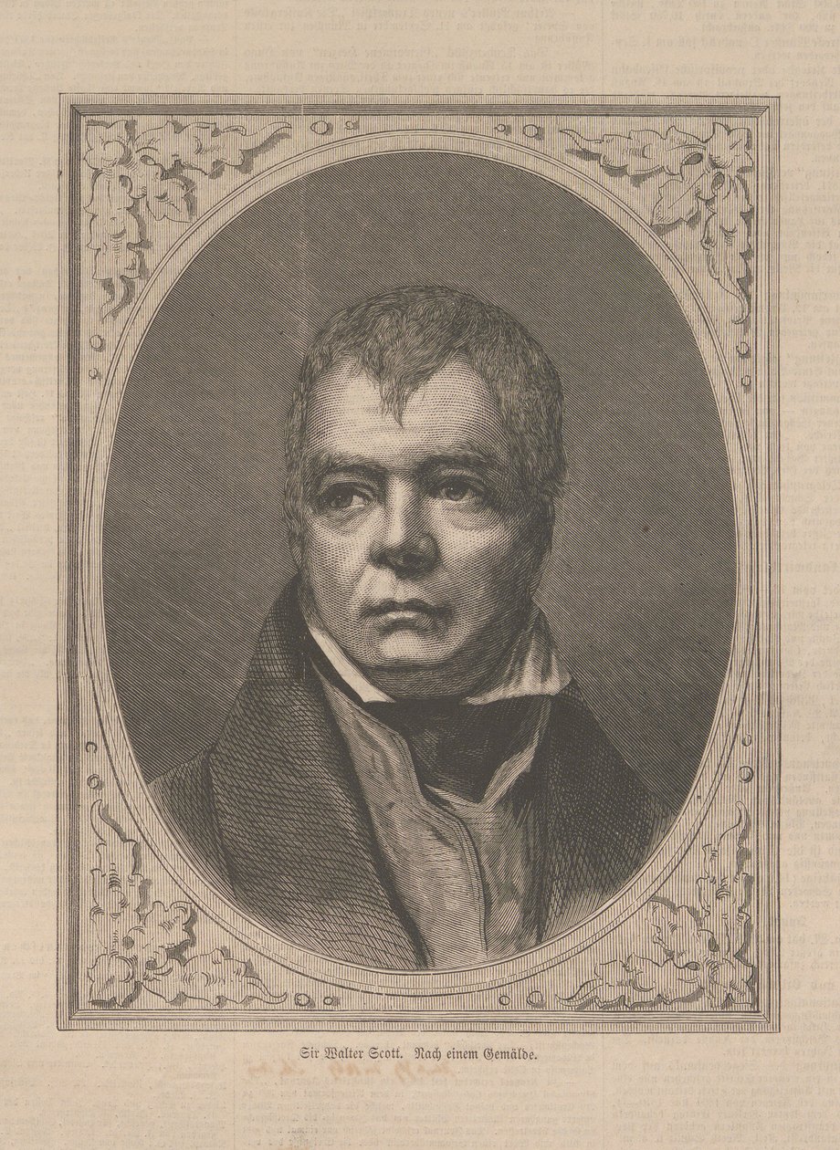 Portret van de historische romanschrijver en dichter Sir Walter Scott 1771-1832, 1871 door Unbekannt