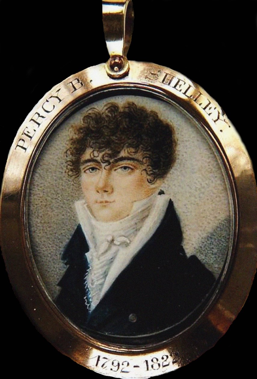 Portret van de dichter Percy Bysshe Shelley 1792-1822, ca. 1825 door Unbekannt