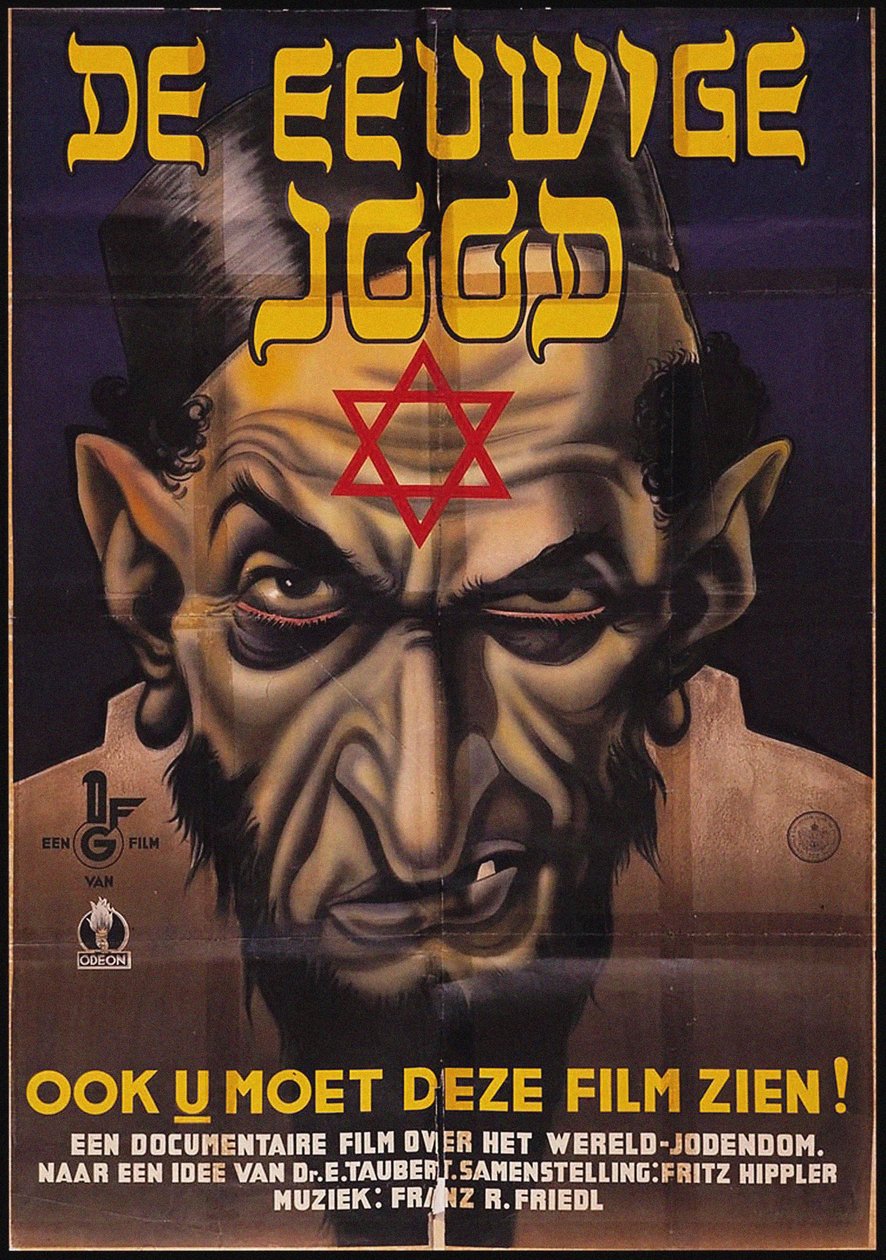 Poster voor de antisemitische film De Eeuwige Jood door Unbekannt