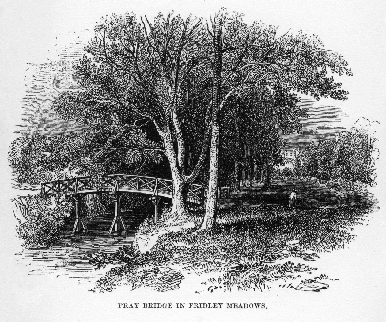 Pray Bridge in Fridley Meadows, Surrey, 19e eeuw door Unbekannt