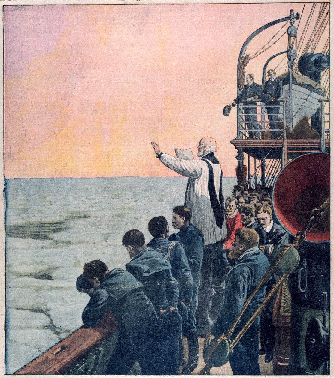 Gebeden op de plaats van het zinken van de Titanic, 1912 door Unbekannt