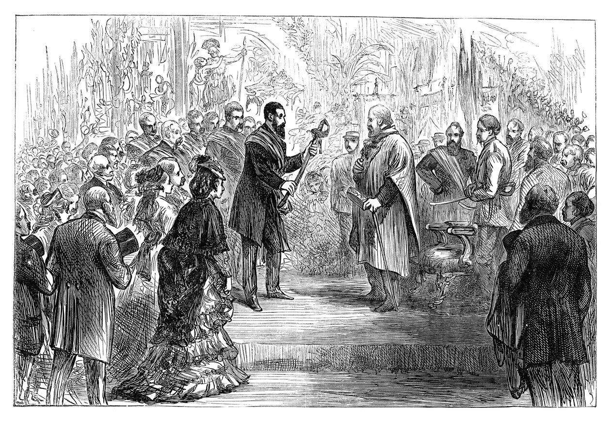 Overhandiging van een zwaard aan Giuseppe Garibaldi in het Crystal Palace, 1864 door Unbekannt