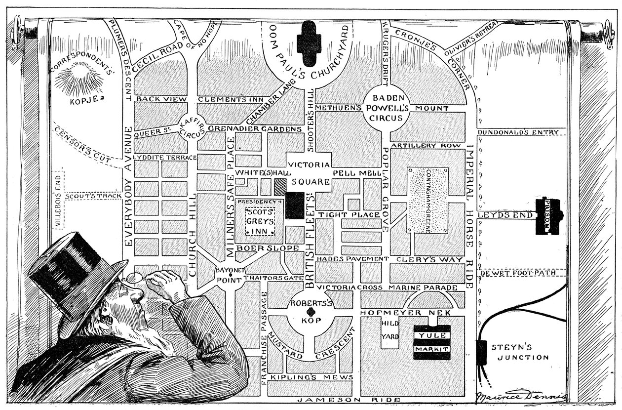 President Kruger bekijkt een plan van het Nieuwe Pretoria, 1900 door Unbekannt