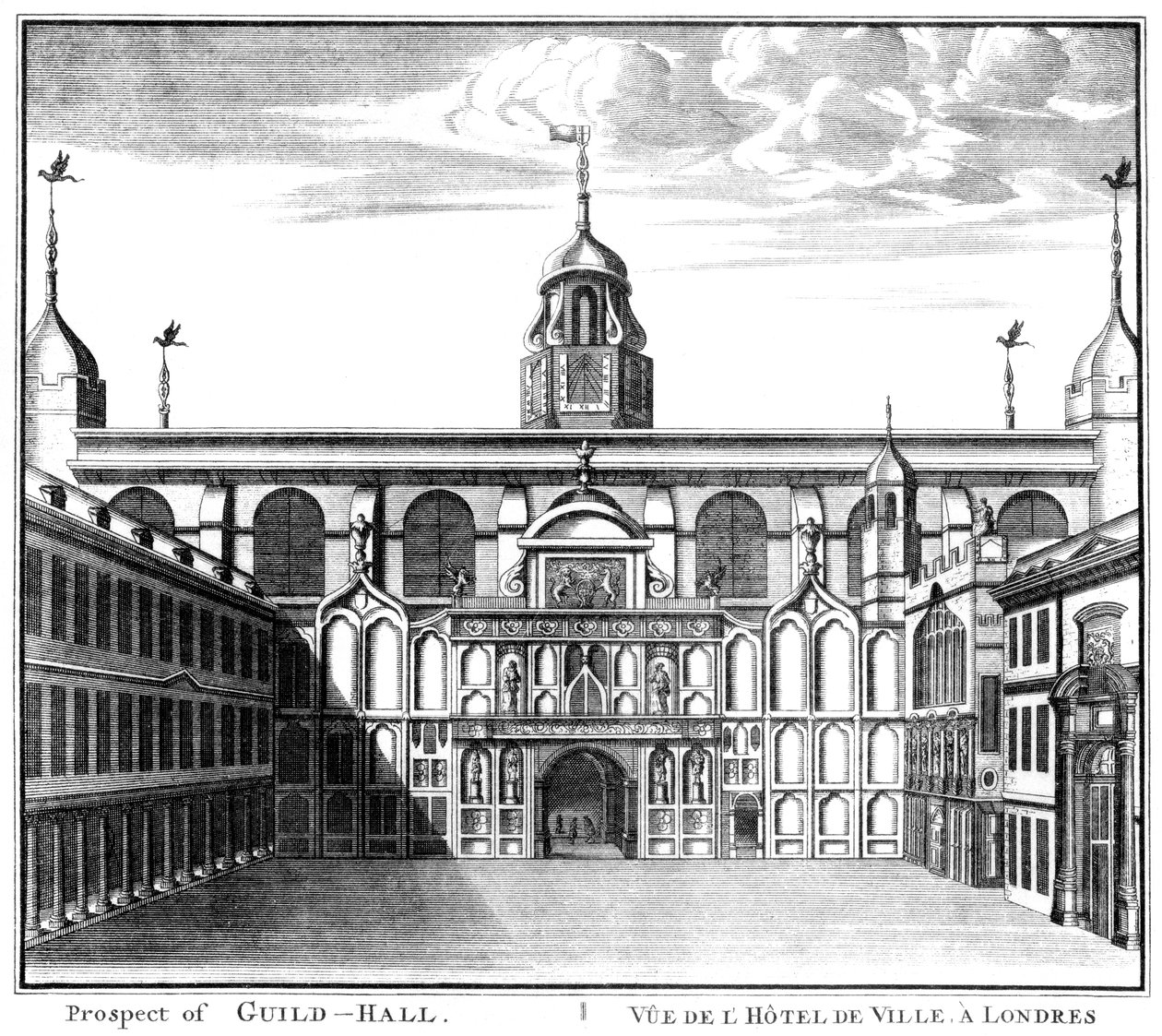 Uitzicht op Guildhall, City of London door Unbekannt