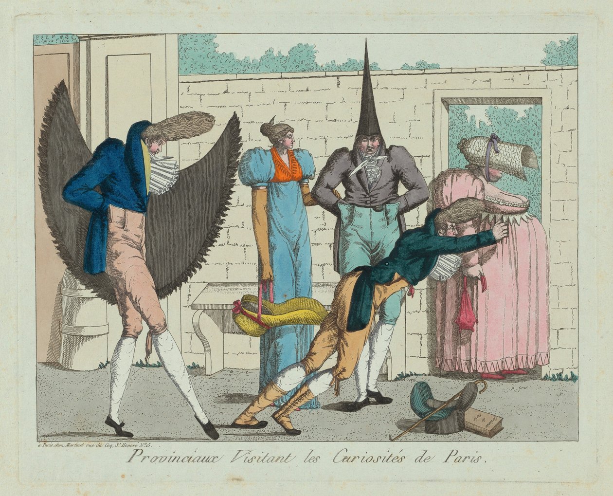 Provinciaux die de curiositeiten van Parijs bezoeken, ca. 18e eeuw door Unbekannt