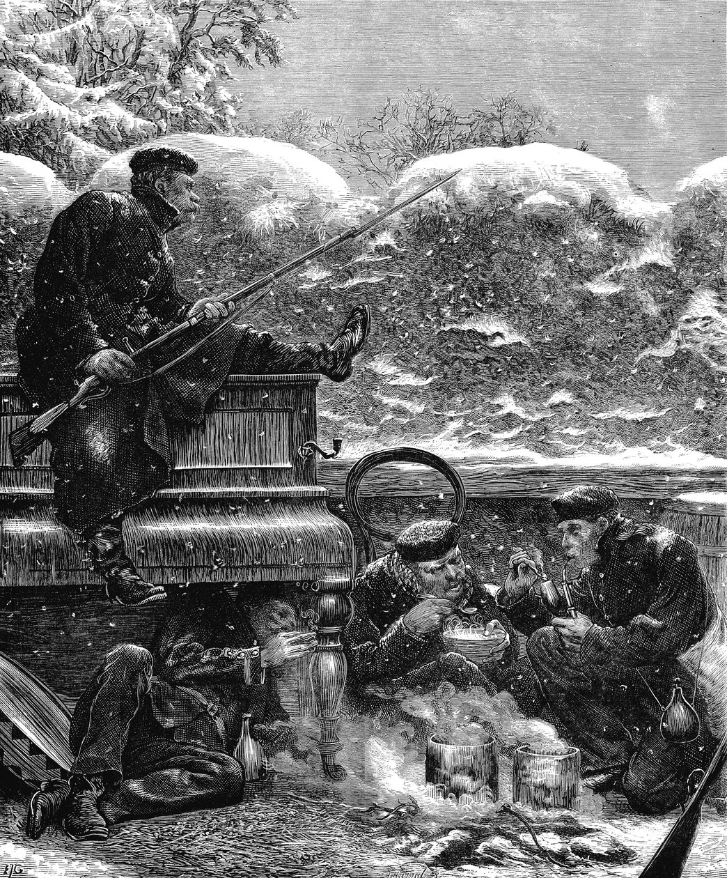Pruisische troepen bij het Beleg van Parijs, Frans-Pruisische Oorlog, december 1870 door Unbekannt
