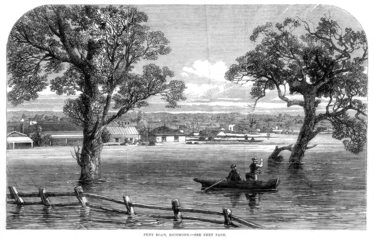 Punt Road, Richmond - Overstromingen in Melbourne, Australië door Unbekannt