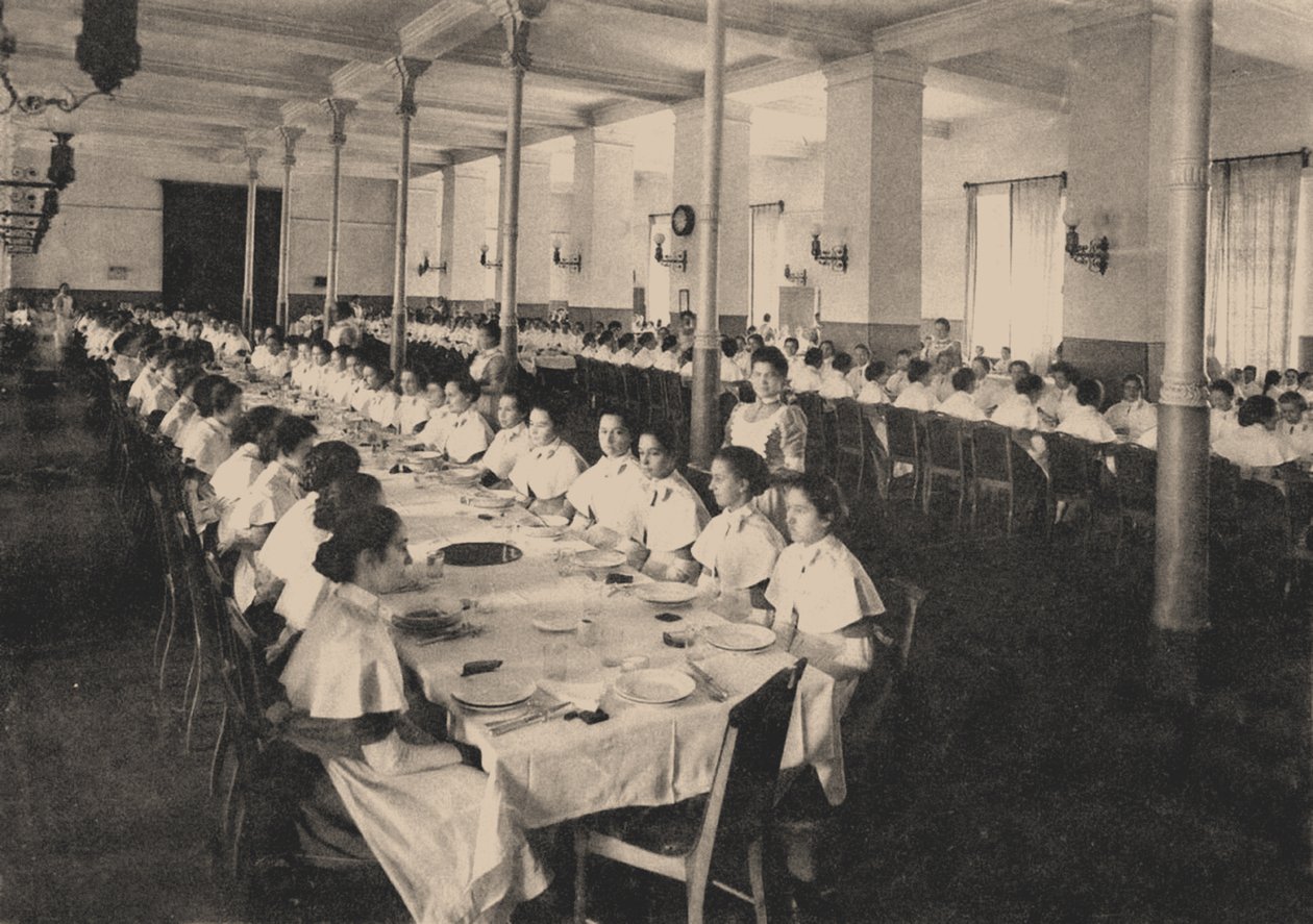 Leerlingen van het Smolny Instituut voor Adellijke Meisjes in de kantine, 1889 door Unbekannt