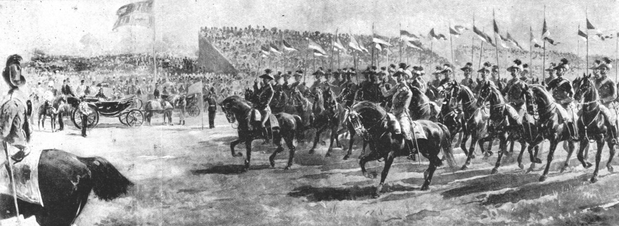 Koningin Victoria inspecteert het leger van het rijk in Aldershot door Unbekannt