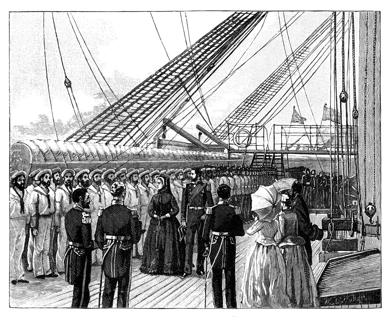 Koningin Victoria inspecteert HMS Galatea, Osborne Bay, c1860s door Unbekannt