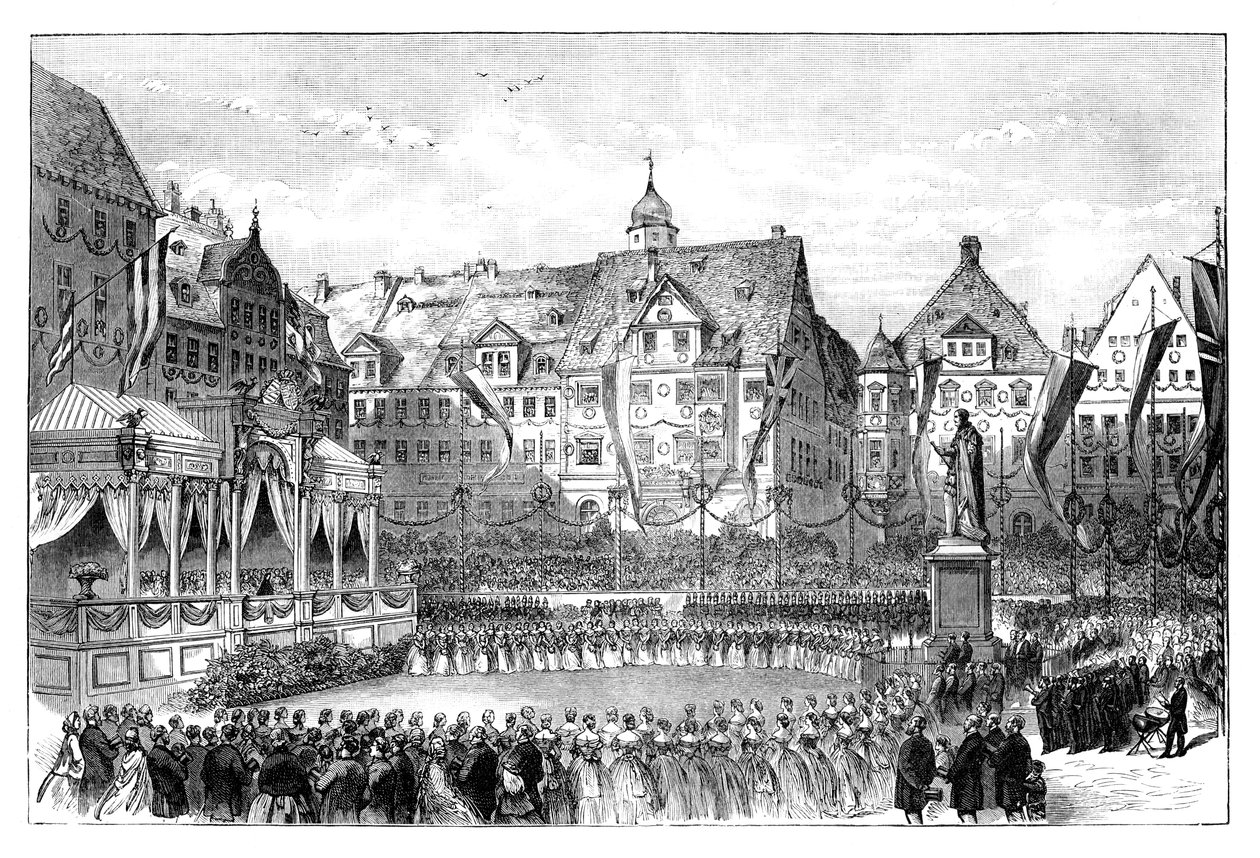 Koningin Victoria onthult een standbeeld van prins Albert, Coburg, Duitsland door Unbekannt