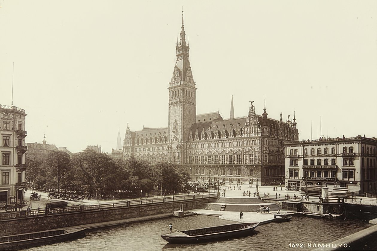Stadhuis van Hamburg. Om 1900 door Unbekannt