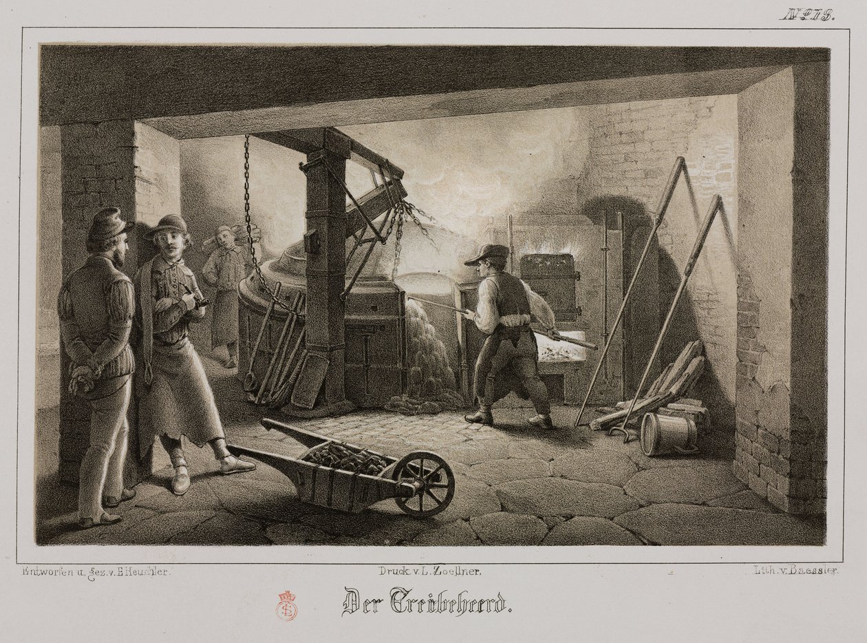 Grondstoffenverwerking, metallurgie gieterij, Duitsland, ca. 1851 door Unbekannt