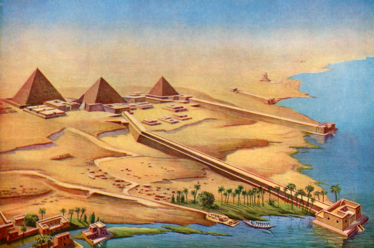 Reconstructie van de drie piramides van Abusir met hun tempels en toegangen, 1933-1934 door Unbekannt