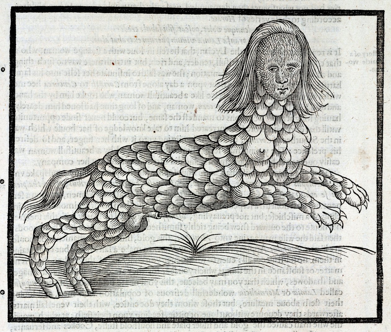 Representatie van het wezen Lamia (Sybaris) Gravure uit 