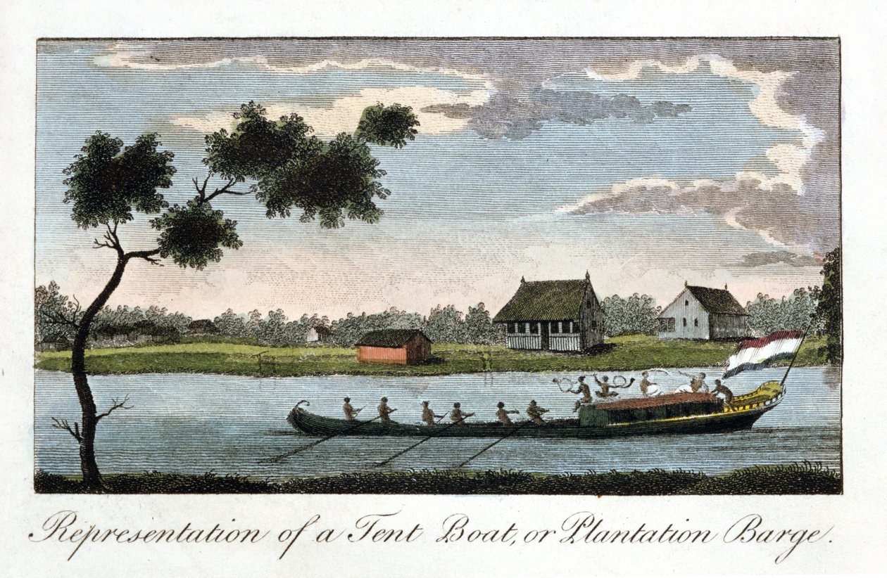 Representatie van een tentboot of plantagepraam, 1813 door Unbekannt