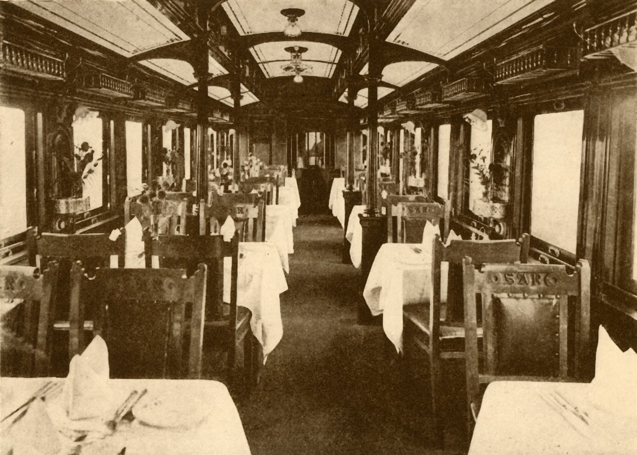 Restauratiewagen op een langeafstandstrein, Zuid-Afrikaanse Spoorwegen, 1930 door Unbekannt