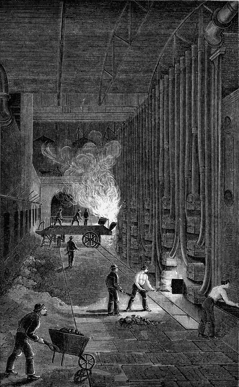 Retorthuis, Keizerlijke Gasfabriek, Kings Road, Londen, 1876 door Unbekannt