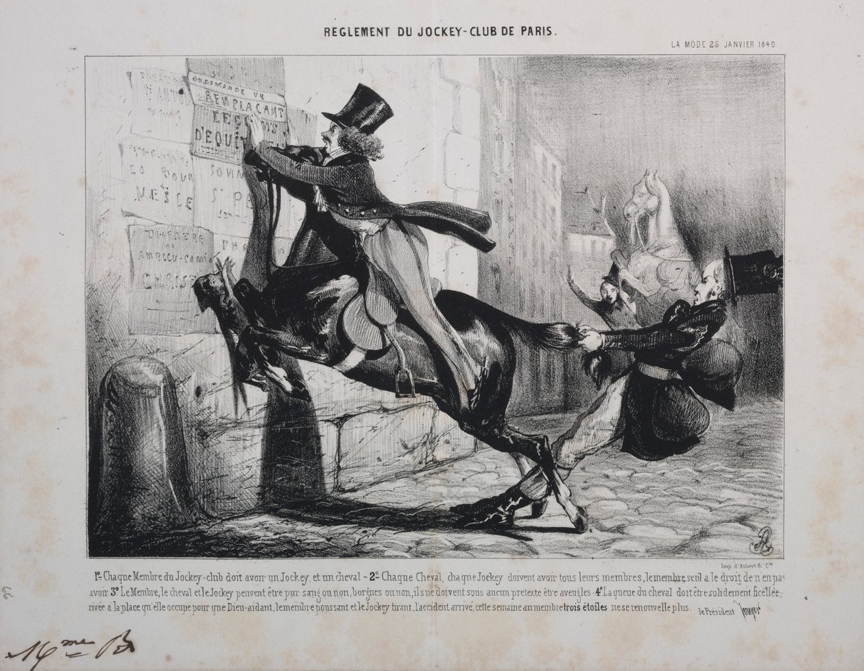 Reglement van de Jockey Club de Paris: Elk lid van de Jockey Club moet een jockey hebben..., 1800s door Unbekannt