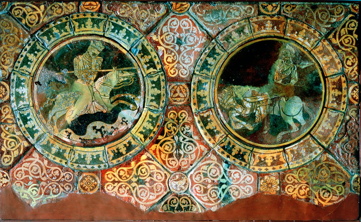 Richard Leeuwenhart en Saladin in gevecht te paard, 1191 13e eeuw door Unbekannt