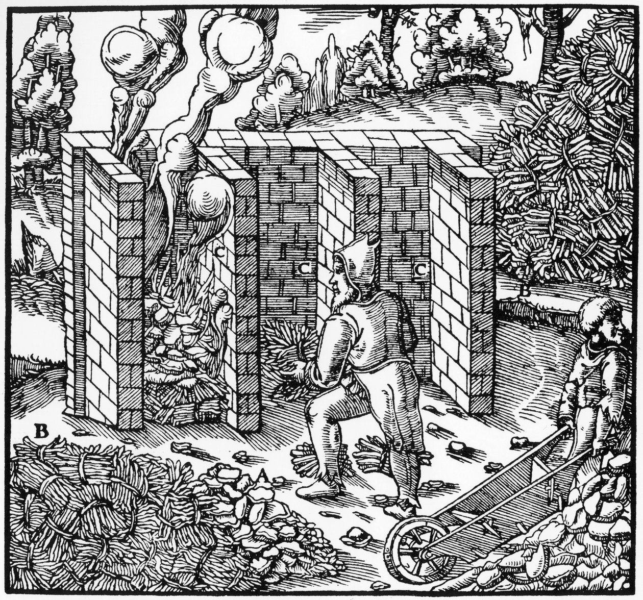 Kopererts roosteren in een oven bij C, 1556 door Unbekannt
