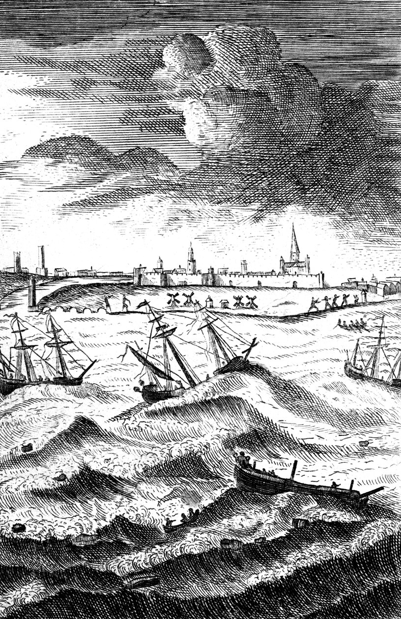 Robinson Crusoe schipbreuk geleden bij Yarmouth, ca. 1719 door Unbekannt
