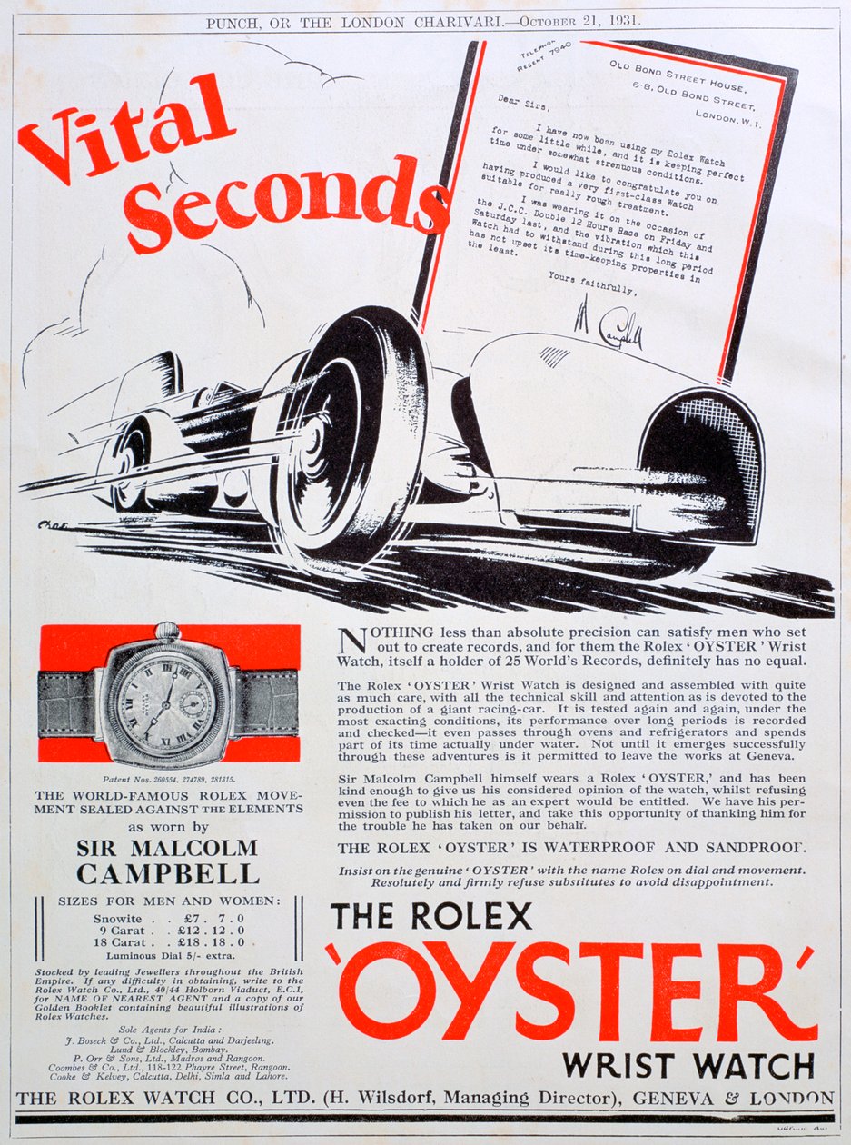 Rolex Oyster polshorloge advertentie, 1931 door Unbekannt