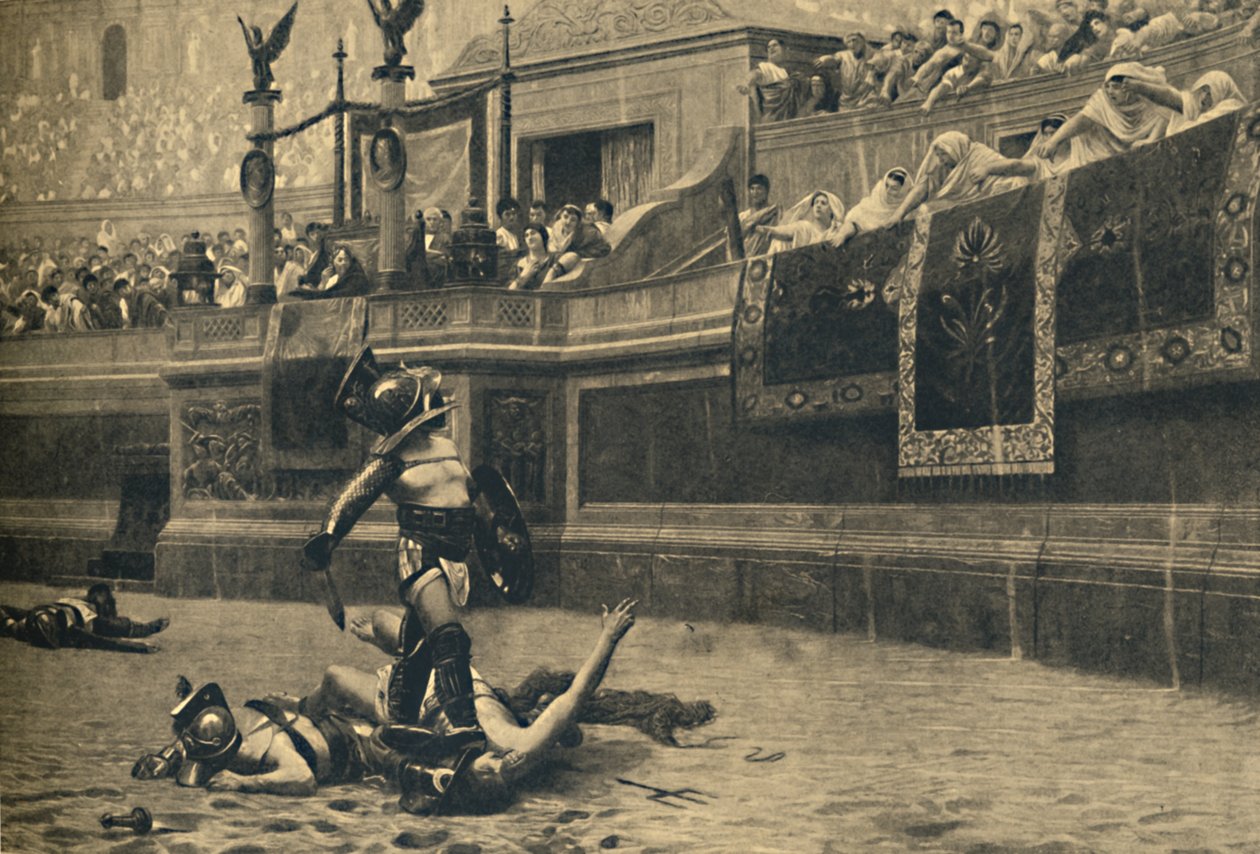 Rome - Colosseum - Duimen omlaag in een gladiatorengevecht, 1910 door Unbekannt