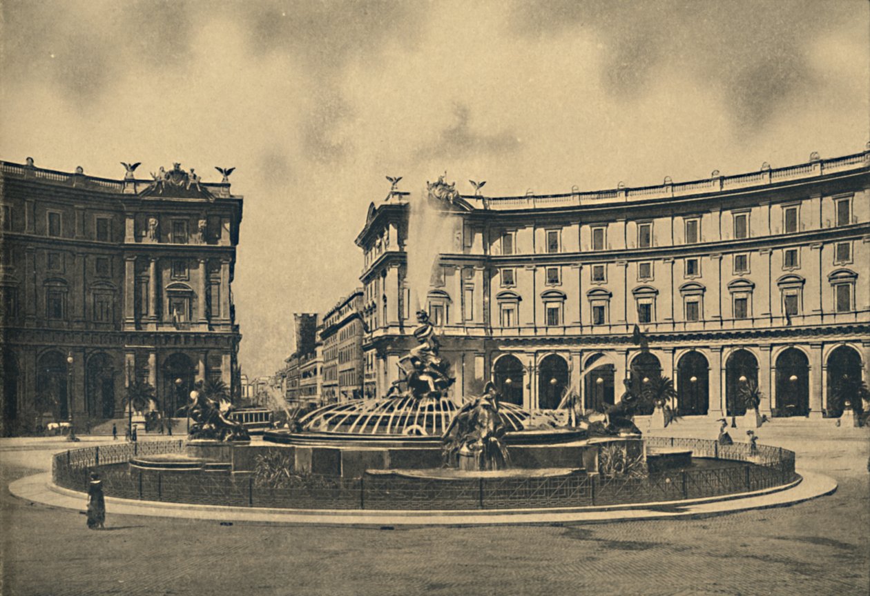 Rome - Esedra-plein en de Naiades-fontein, 1910 door Unbekannt