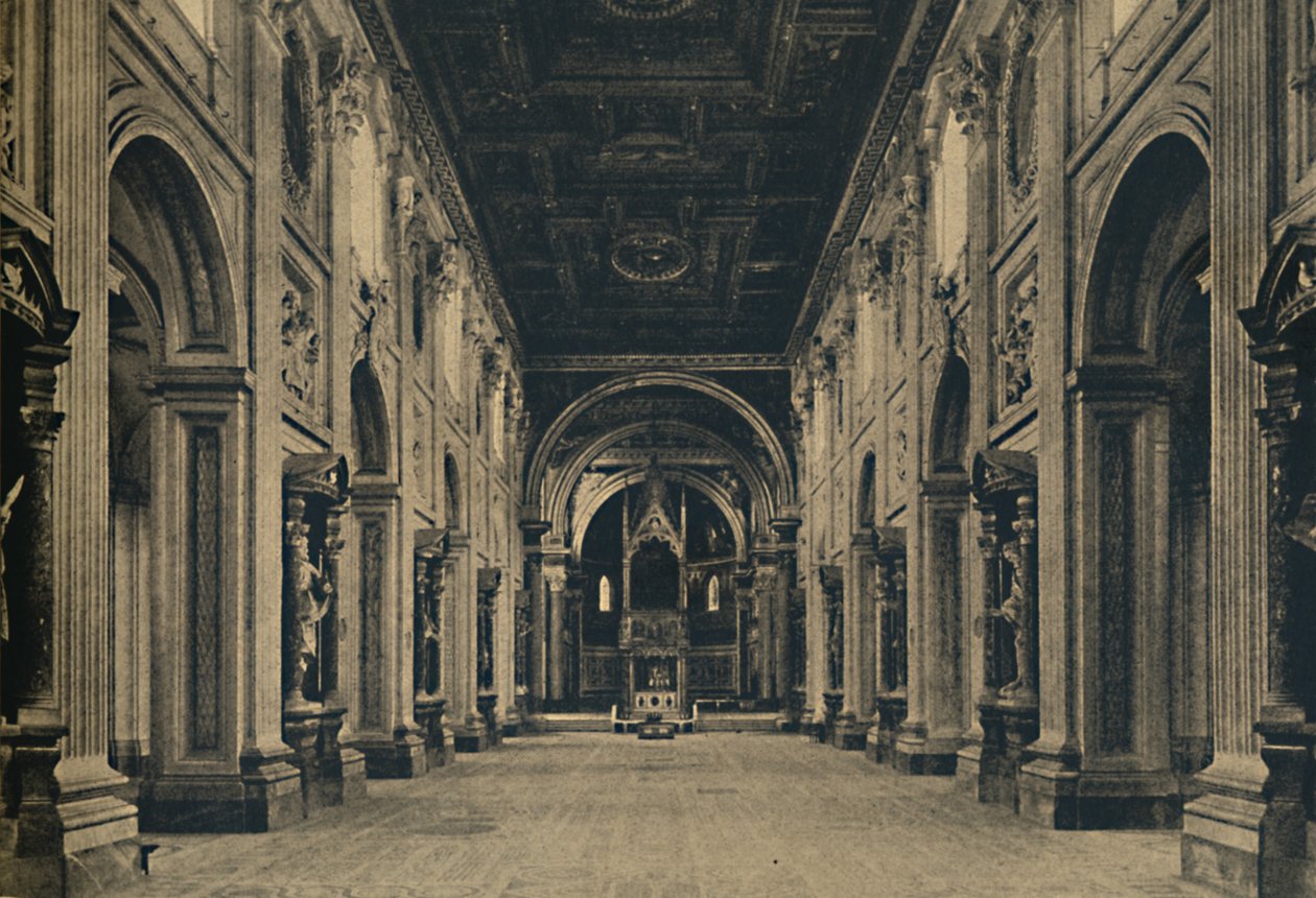 Rome - Hoofdnave van de Basiliek van Sint-Jan van Lateranen Borromini, arch. 1650, 1910 door Unbekannt