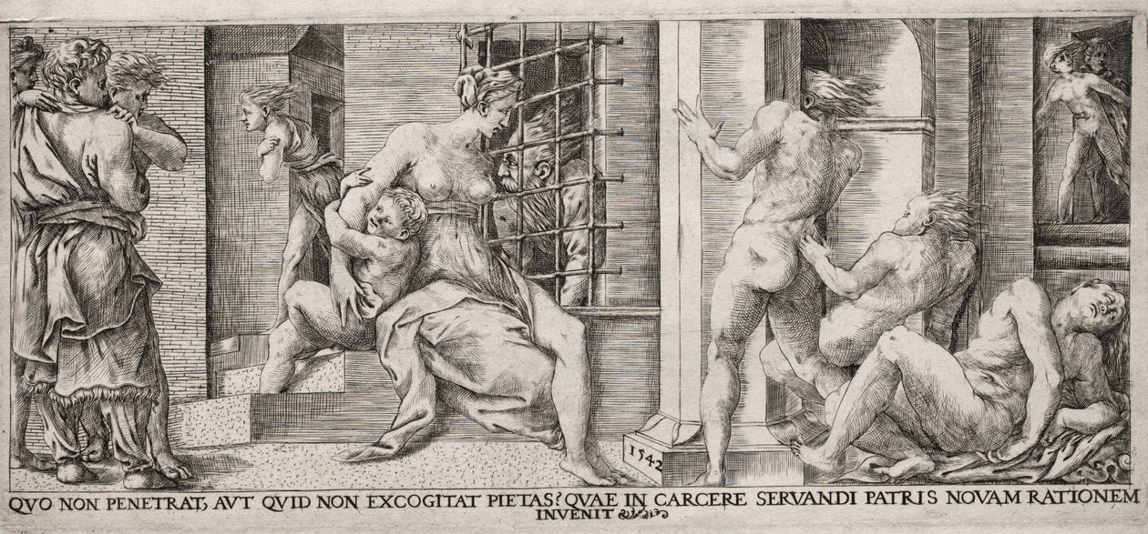 Romeinse Liefdadigheid, 1500s door Unbekannt