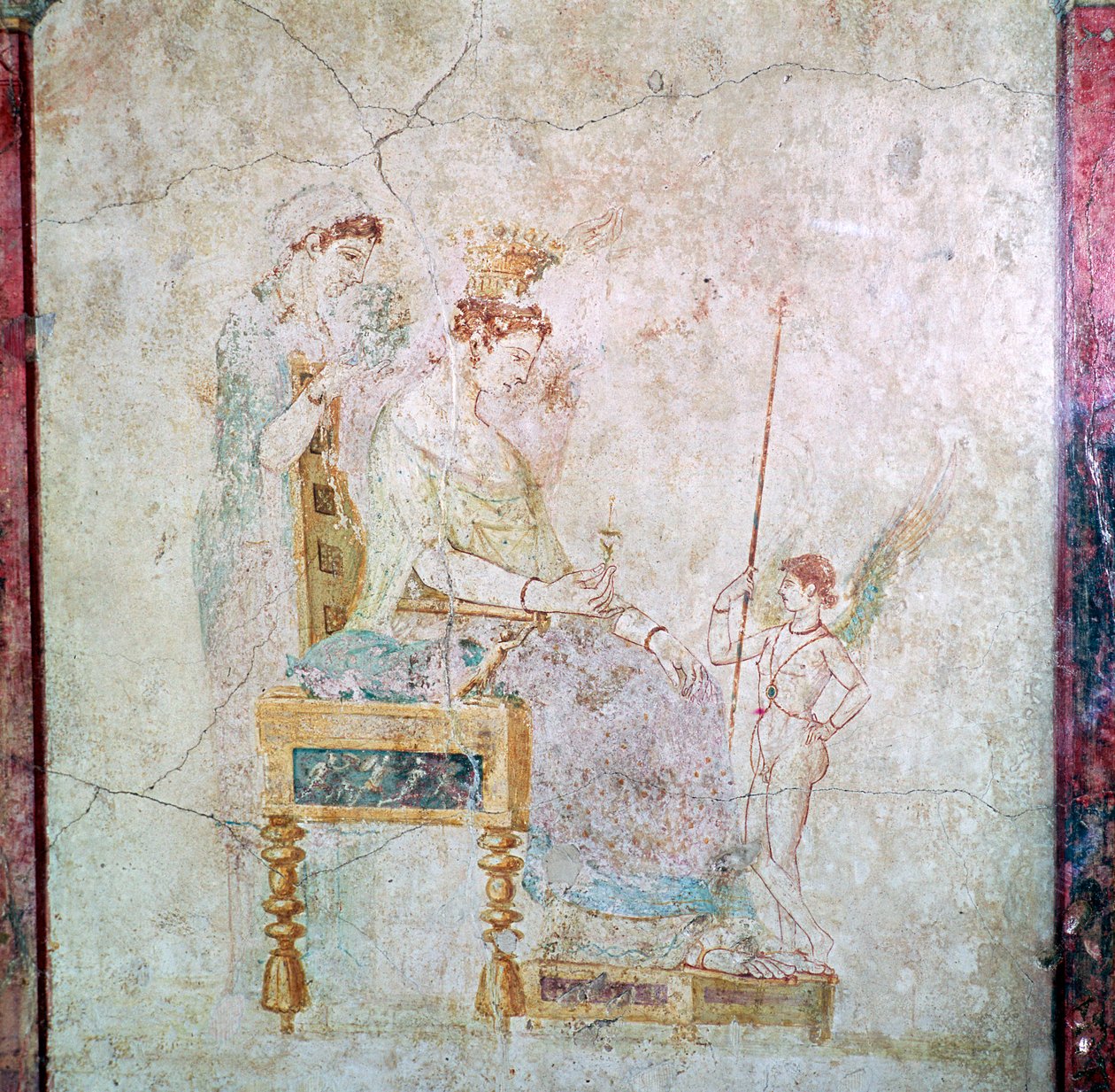 Romeinse muurschildering van Aphrodite, Eros en een van de Gratiën, 1e eeuw door Unbekannt