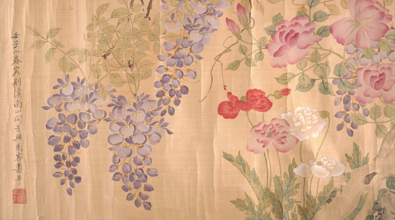 Rozen en Wisteria door Unbekannt