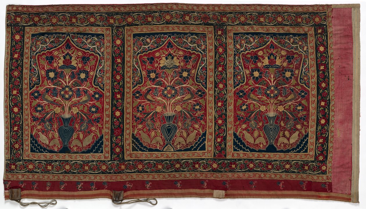 Koninklijke ronde tent gemaakt voor Muhammad Shah wandpaneel met drie panelen A, 1834-1848 door Unbekannt