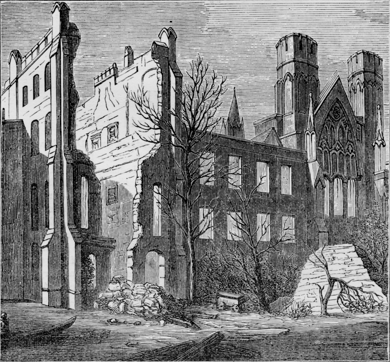 Ruïnes van het Parlement na de brand in 1834 door Unbekannt