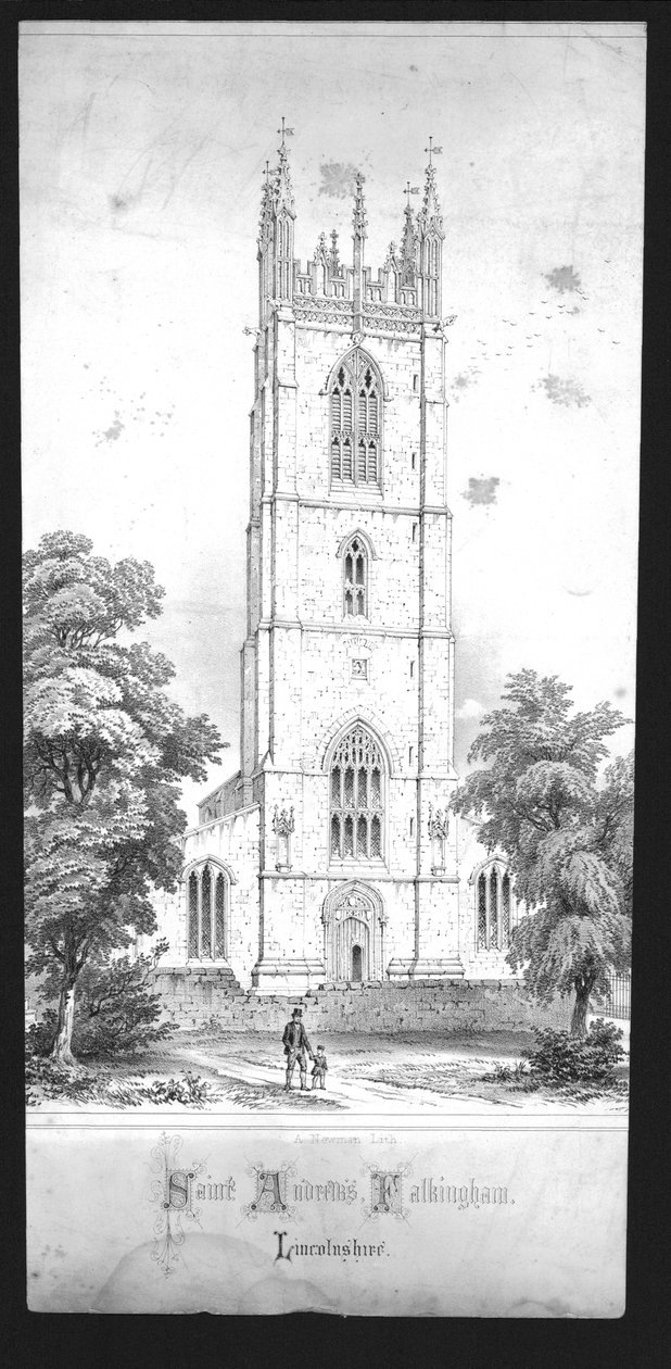 Sint-Andreaskerk, Falkingham, Lincolnshire, begin 19e eeuw door Unbekannt