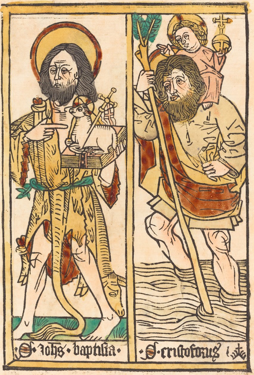 Sint Johannes de Doper en Sint Christoffel door Unbekannt