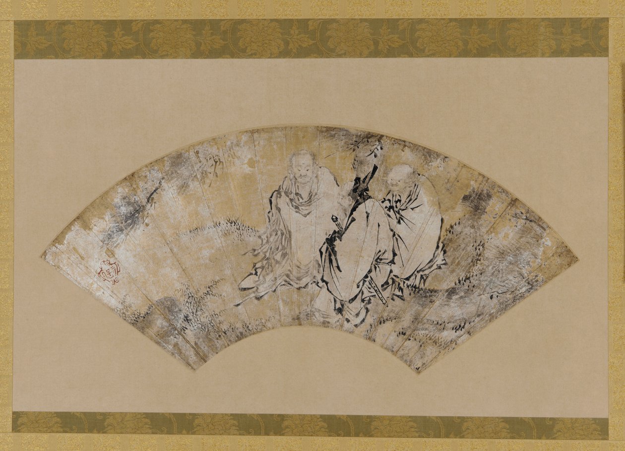Sakyamuni, Confucius en Lao-tzu onder een den, Muromachi-periode, 1392-1568 door Unbekannt