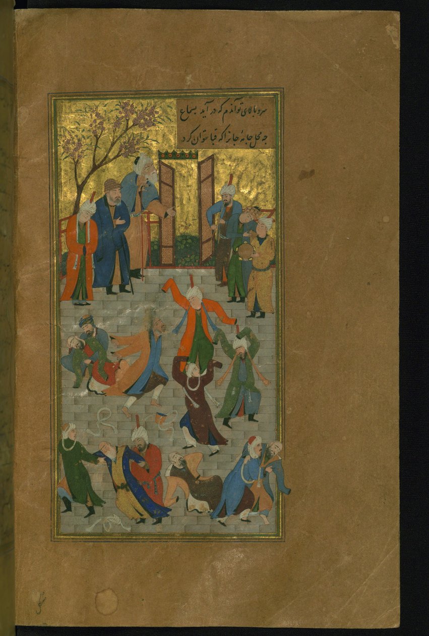 Sama-ceremonie. Miniatuur uit een manuscript van de Divan van Hafez door Unbekannt
