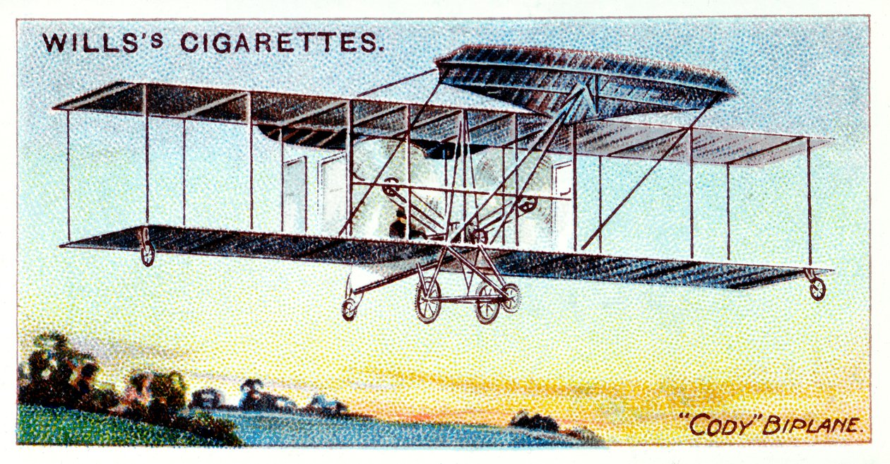 Samuel Franklin Cody, in Amerika geboren Britse vliegenier, vliegende Cody Biplane ca. 1909 door Unbekannt