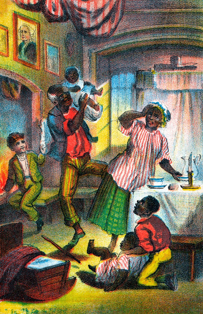 Scène uit Harriet Beecher Stowes De Hut van Oom Tom, ca. 1870 door Unbekannt