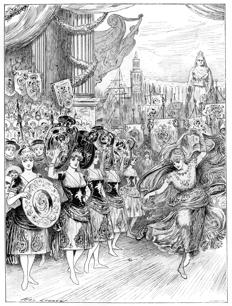 Scène uit de pantomime De Veertig Dieven in Dury Lane Theatre, Londen, 1887 door Unbekannt