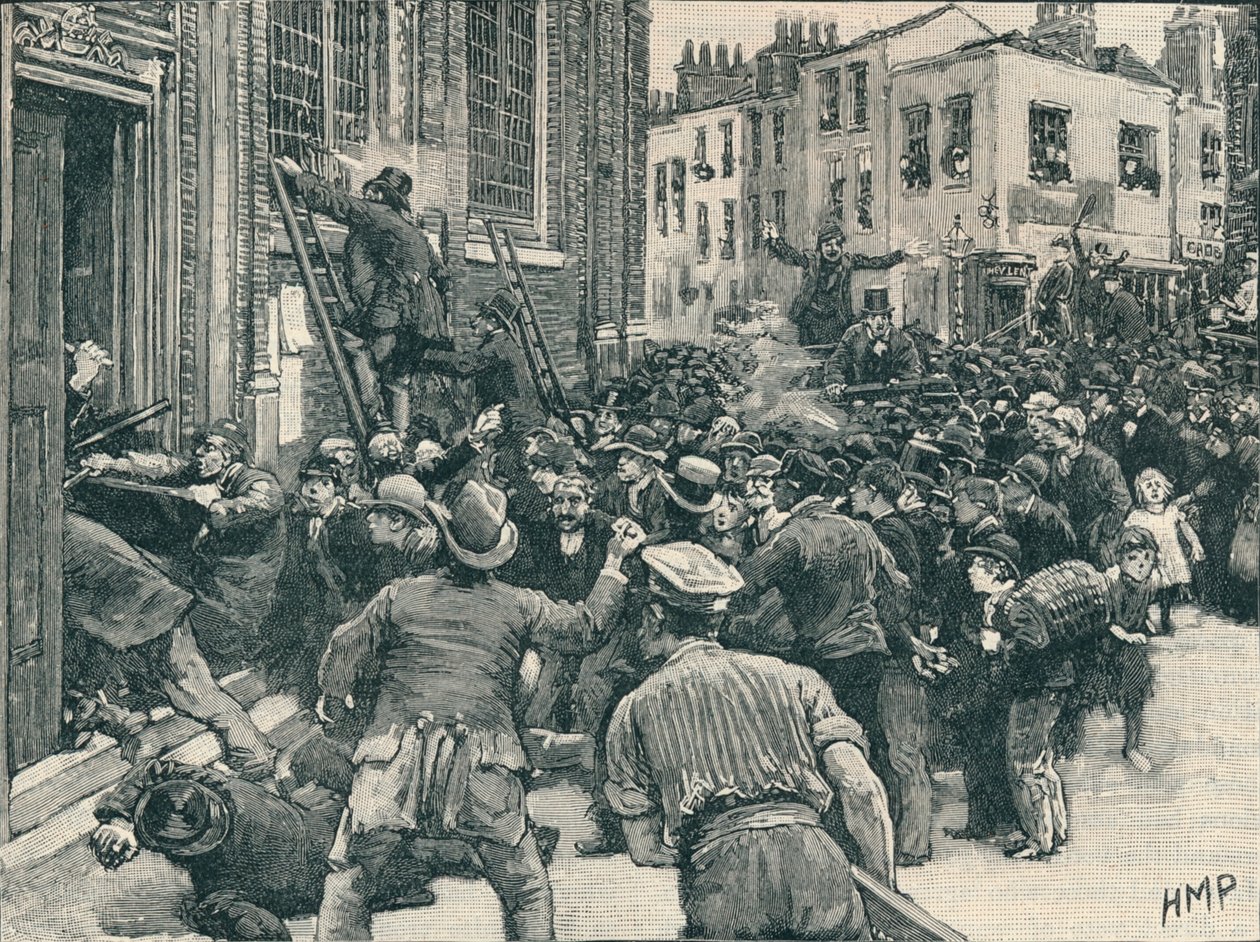 Scène in de Birmingham No Popery-rellen, 1868, 1906 door Unbekannt