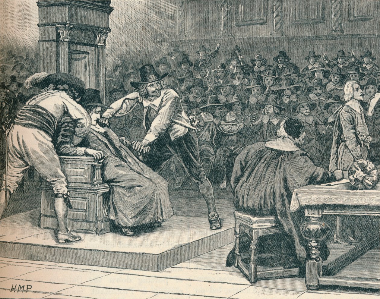 Scène in het Lagerhuis: de Spreker gedwongen, 1629 door Unbekannt