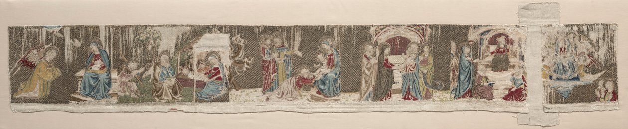 Scènes uit het Leven van de Maagd, van een Geborduurd Altaarfront, 1330s of 1340s door Unbekannt
