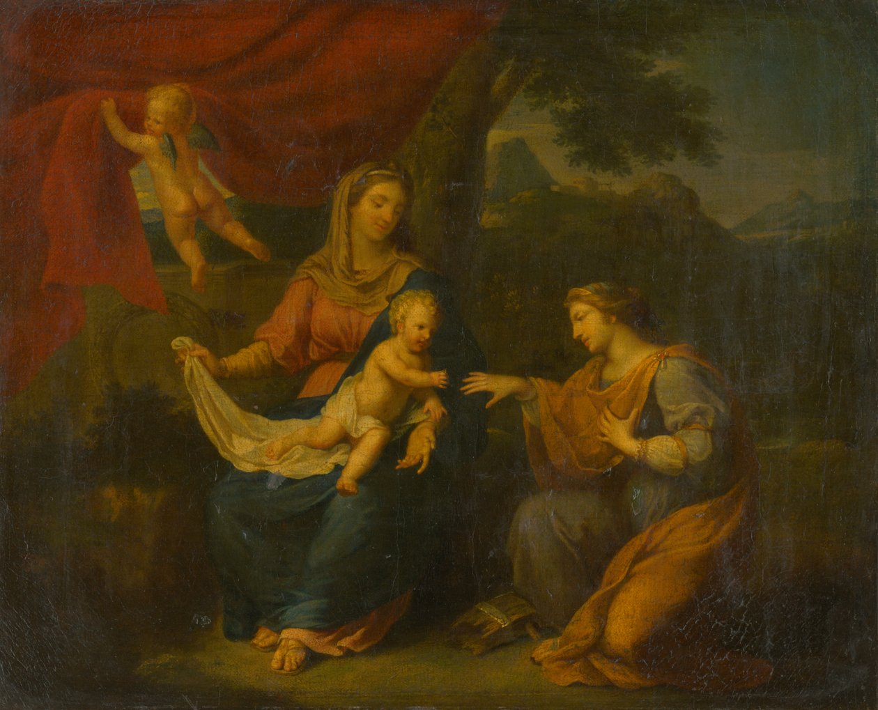 Zittende Madonna met Sint Catharina door Unbekannt