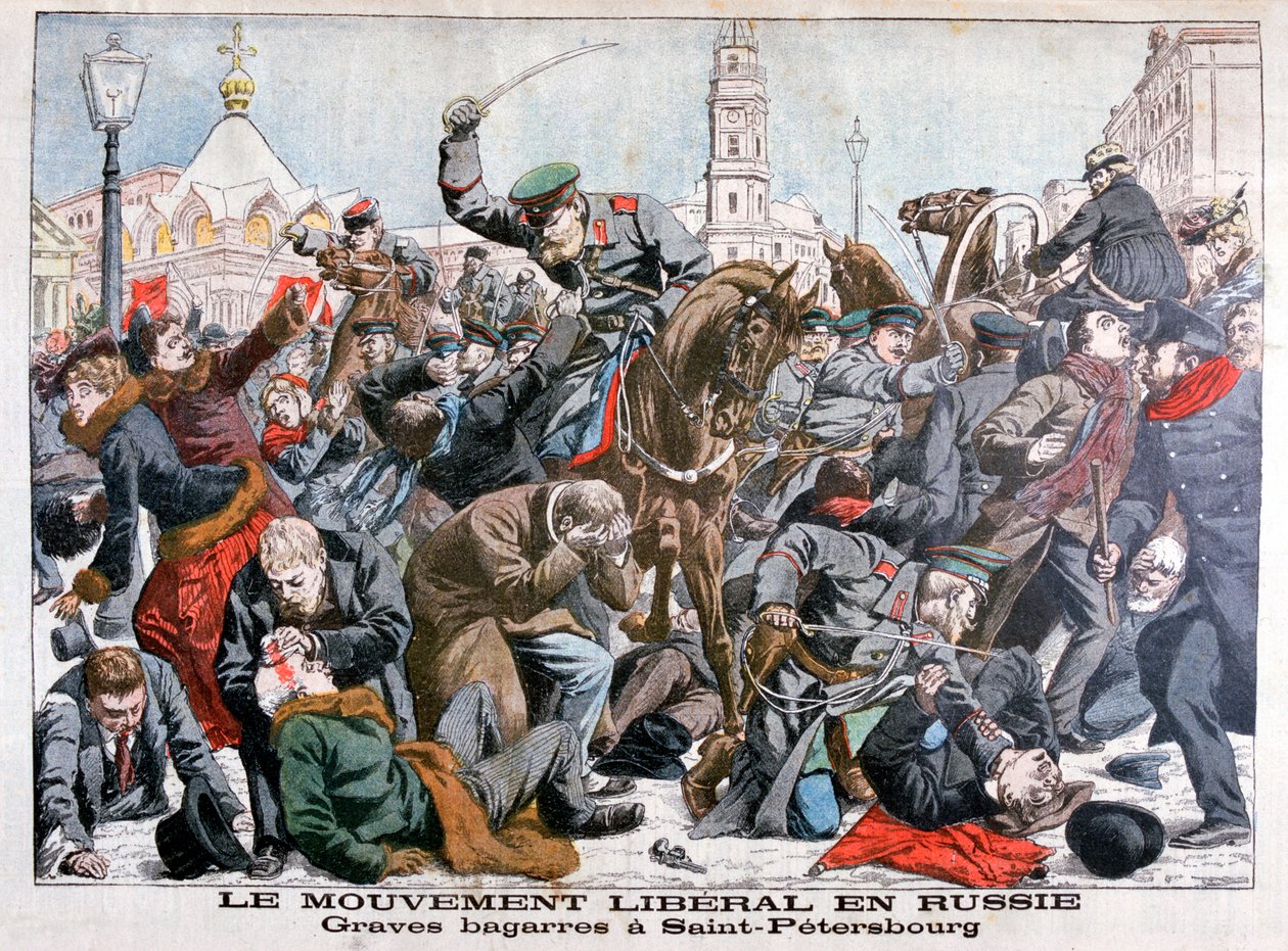 Hevige gevechten door de Liberale Beweging in Rusland, Sint-Petersburg, 1904 door Unbekannt