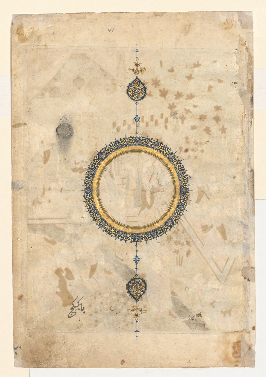 Shamsa recto van rechterfolio van een dubbelbladige frontispice van een Shahnama door Unbekannt